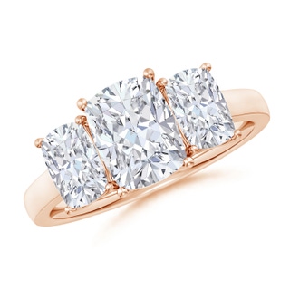 8.5x6.5mm GVS2 Cushion Rectangular Diamond Three Stone Classic Engagement Ring in Rose Gold