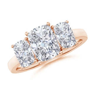 8.5x6.5mm HSI2 Cushion Rectangular Diamond Three Stone Classic Engagement Ring in Rose Gold