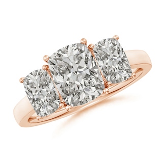 8.5x6.5mm KI3 Cushion Rectangular Diamond Three Stone Classic Engagement Ring in Rose Gold