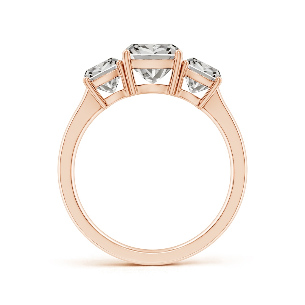 8.5x6.5mm KI3 Cushion Rectangular Diamond Three Stone Classic Engagement Ring in Rose Gold Side 199