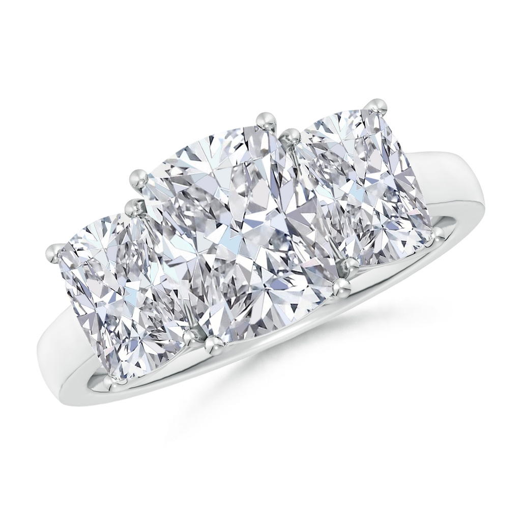 9x7mm HSI2 Cushion Rectangular Diamond Three Stone Classic Engagement Ring in White Gold
