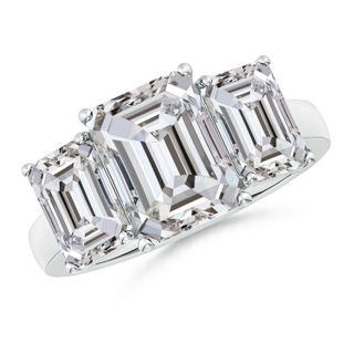 10x7.5mm IJI1I2 Emerald-Cut Diamond Three Stone Classic Engagement Ring in P950 Platinum