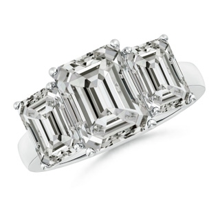 10x7.5mm KI3 Emerald-Cut Diamond Three Stone Classic Engagement Ring in P950 Platinum