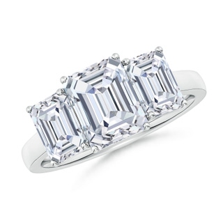 8.5x6.5mm GVS2 Emerald-Cut Diamond Three Stone Classic Engagement Ring in P950 Platinum