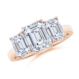 8.5x6.5mm GVS2 Emerald-Cut Diamond Three Stone Classic Engagement Ring in Rose Gold