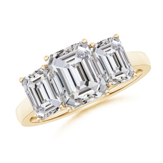 8.5x6.5mm IJI1I2 Emerald-Cut Diamond Three Stone Classic Engagement Ring in 18K Yellow Gold