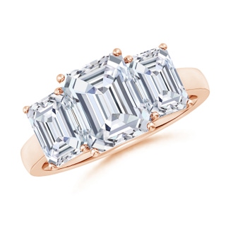 9x7mm GVS2 Emerald-Cut Diamond Three Stone Classic Engagement Ring in 10K Rose Gold