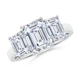 9x7mm GVS2 Emerald-Cut Diamond Three Stone Classic Engagement Ring in P950 Platinum