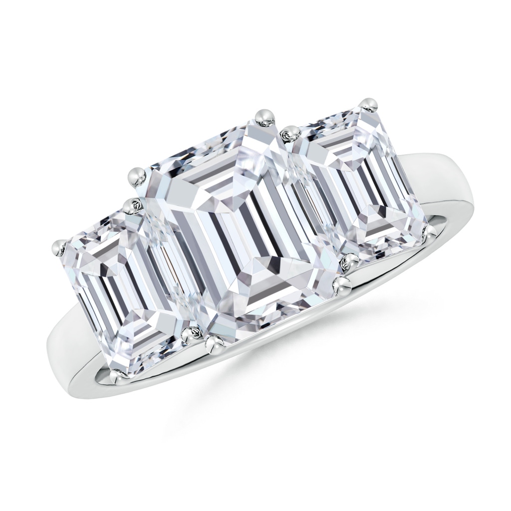 9x7mm HSI2 Emerald-Cut Diamond Three Stone Classic Engagement Ring in White Gold 