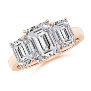 9x7mm IJI1I2 Emerald-Cut Diamond Three Stone Classic Engagement Ring in 9K Rose Gold