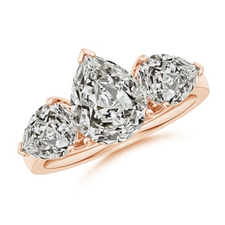 10x8mm KI3 Pear Diamond Three Stone Classic Engagement Ring in Rose Gold