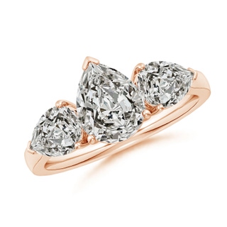 9x7mm KI3 Pear Diamond Three Stone Classic Engagement Ring in Rose Gold