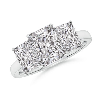 8x6mm IJI1I2 Radiant-Cut Diamond Three Stone Classic Engagement Ring in P950 Platinum