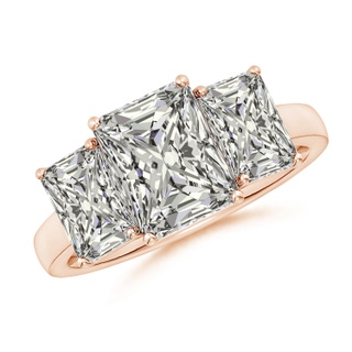 9x7mm KI3 Radiant-Cut Diamond Three Stone Classic Engagement Ring in Rose Gold