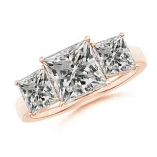 7.4mm KI3 Princess-Cut Diamond Three Stone Classic Engagement Ring in 9K Rose Gold