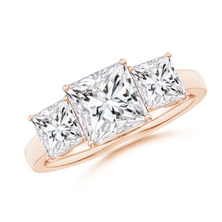 7mm HSI2 Princess-Cut Diamond Three Stone Classic Engagement Ring in Rose Gold
