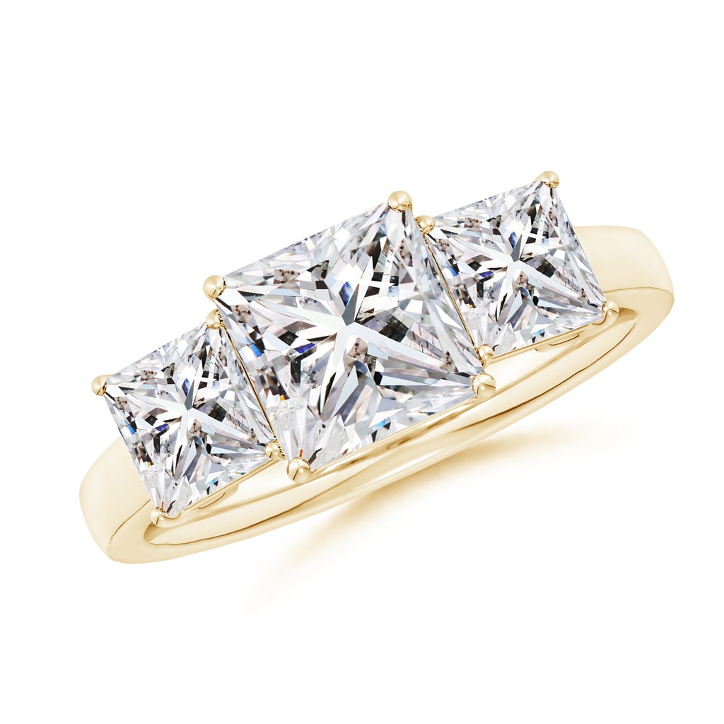 7mm IJI1I2 Princess-Cut Diamond Three Stone Classic Engagement Ring in Yellow Gold