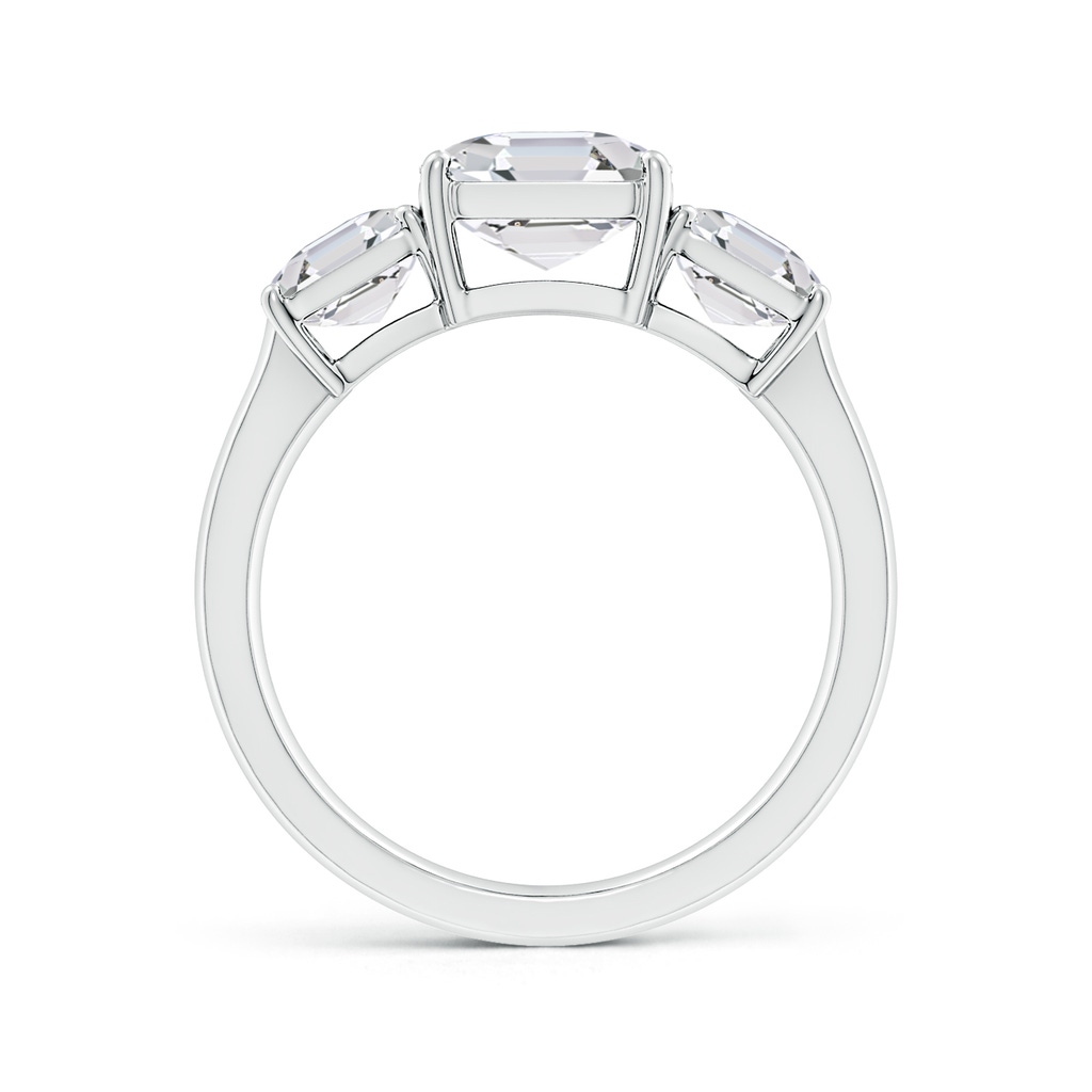 7.5mm HSI2 Asscher-Cut Diamond Three Stone Classic Engagement Ring in White Gold Side 199