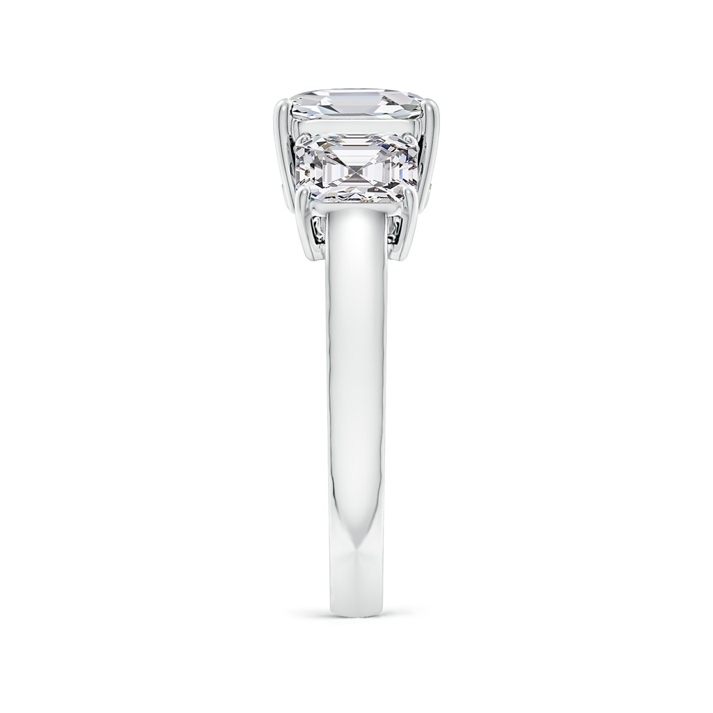 7.5mm HSI2 Asscher-Cut Diamond Three Stone Classic Engagement Ring in White Gold Side 299