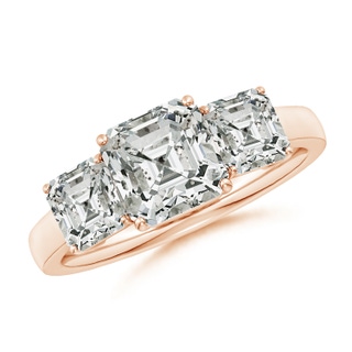 7mm KI3 Asscher-Cut Diamond Three Stone Classic Engagement Ring in Rose Gold