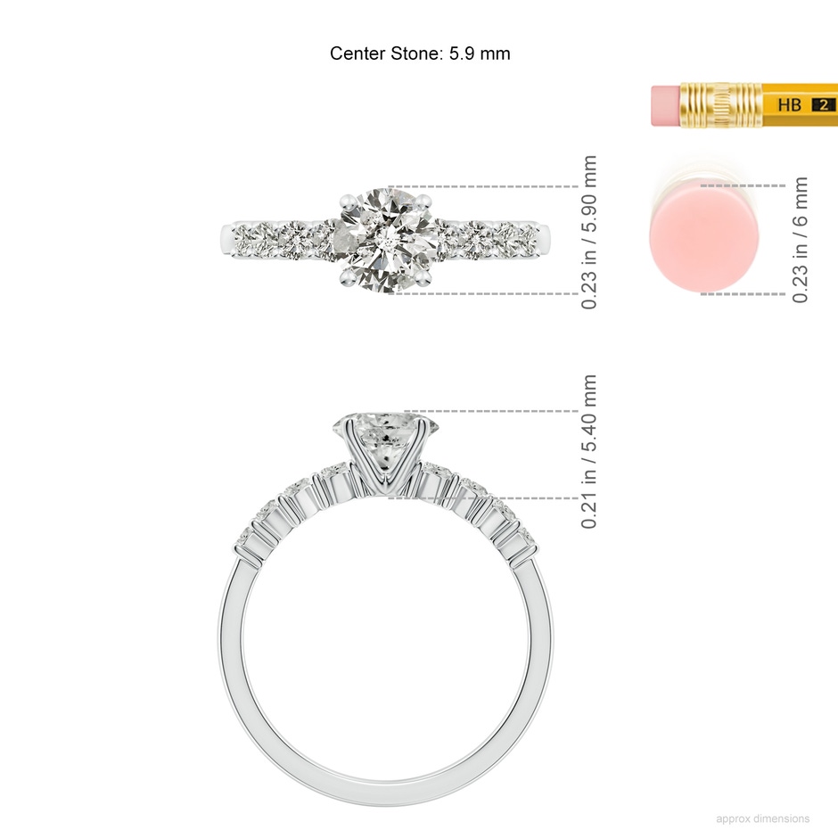 5.9mm KI3 Solitaire Round Diamond Graduated Engagement Ring in P950 Platinum ruler