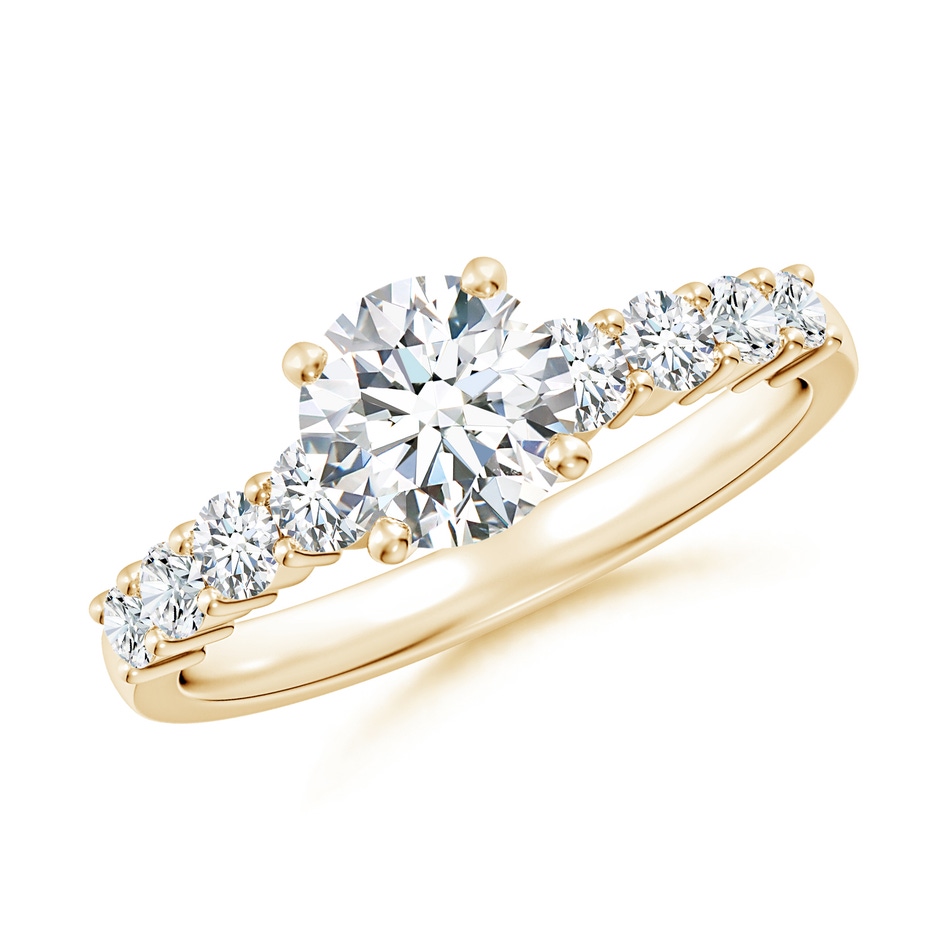 6.5mm GVS2 Solitaire Round Diamond Graduated Engagement Ring in Yellow Gold 