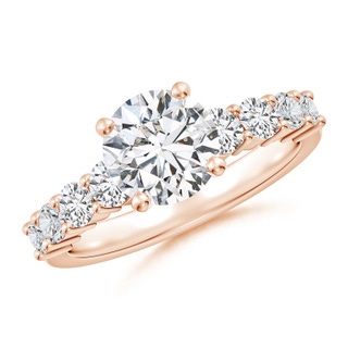 7.4mm HSI2 Solitaire Round Diamond Graduated Engagement Ring in 18K Rose Gold