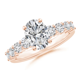 8.5x6.5mm HSI2 Solitaire Oval Diamond Graduated Engagement Ring in Rose Gold