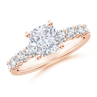 6.5mm GVS2 Solitaire Cushion Diamond Graduated Engagement Ring in Rose Gold