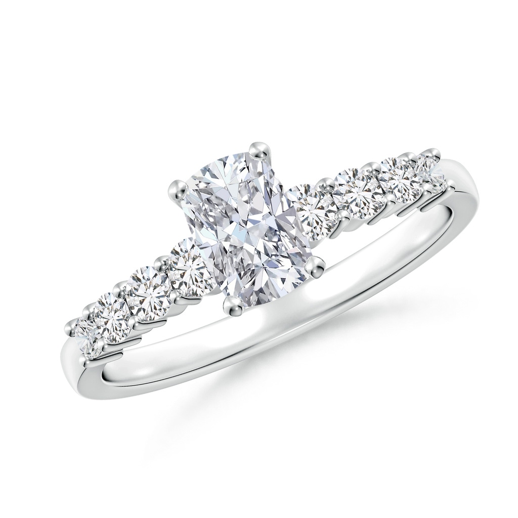 6.5x4.5mm HSI2 Solitaire Cushion Rectangular Diamond Graduated Engagement Ring in White Gold