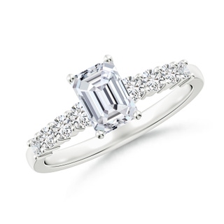 6.5x4.5mm HSI2 Solitaire Emerald-Cut Diamond Graduated Engagement Ring in White Gold