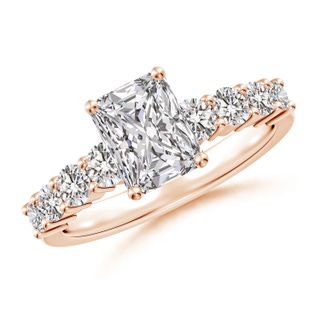7.5x5.8mm IJI1I2 Solitaire Radiant-Cut Diamond Graduated Engagement Ring in Rose Gold