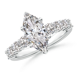 12x6mm IJI1I2 Solitaire Marquise Diamond Graduated Engagement Ring in P950 Platinum