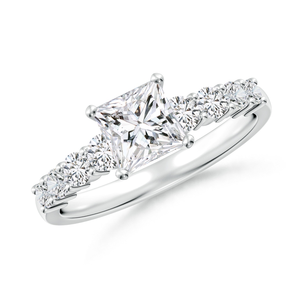 5.5mm HSI2 Solitaire Princess-Cut Diamond Graduated Engagement Ring in White Gold