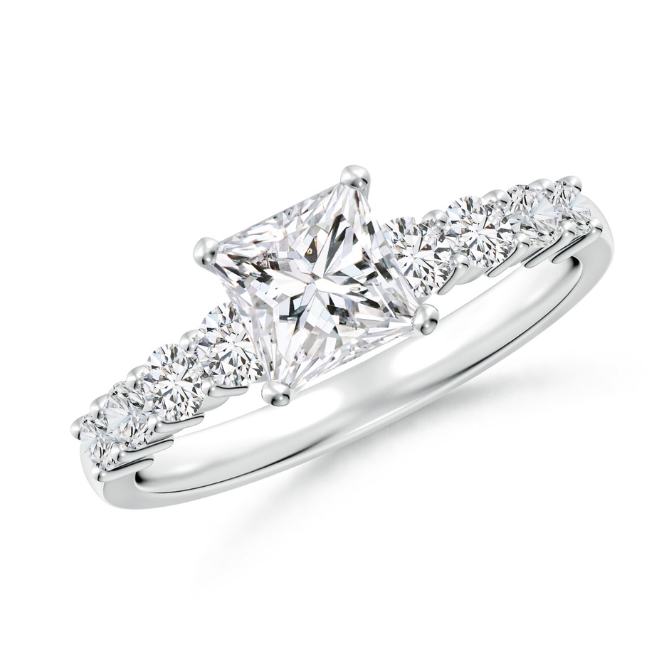 5.5mm HSI2 Solitaire Princess-Cut Diamond Graduated Engagement Ring in White Gold 