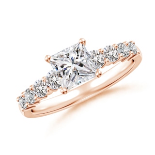 5.5mm IJI1I2 Solitaire Princess-Cut Diamond Graduated Engagement Ring in 18K Rose Gold