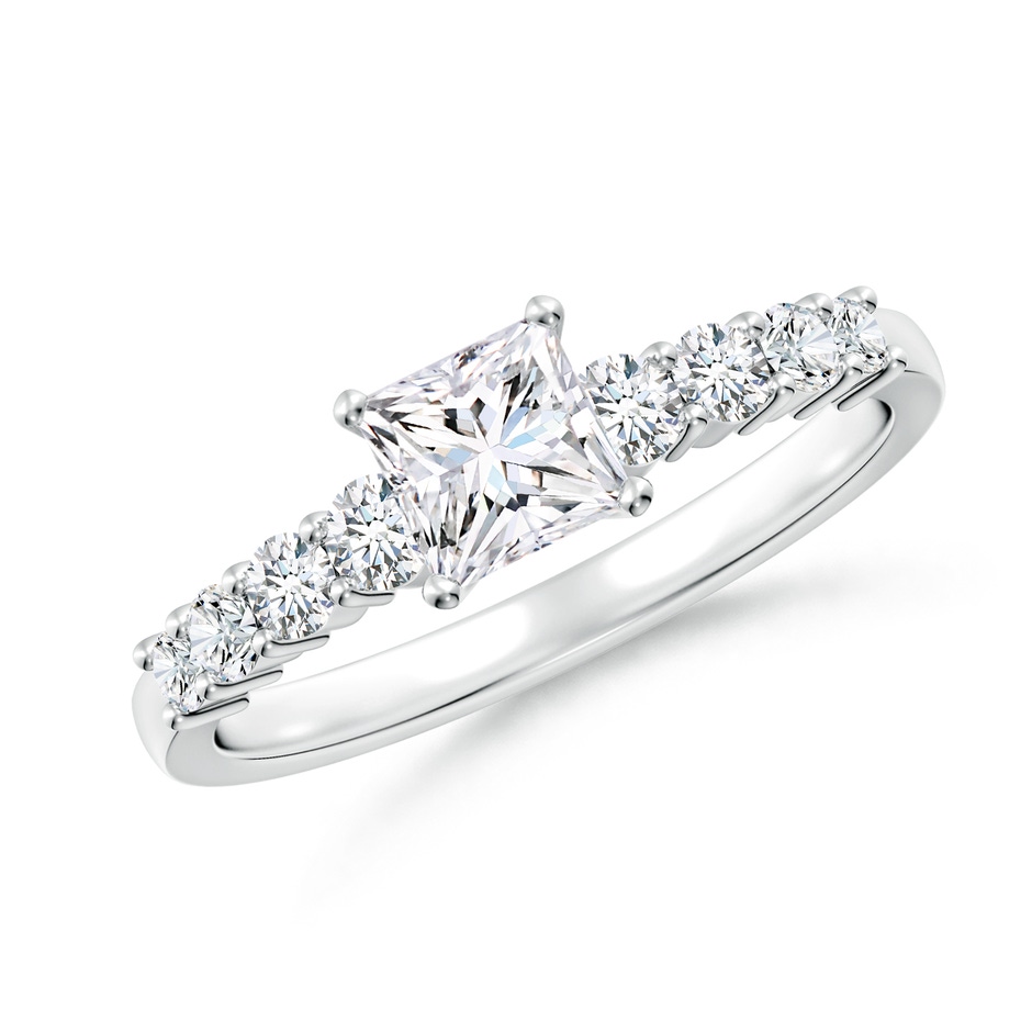 5mm GVS2 Solitaire Princess-Cut Diamond Graduated Engagement Ring in White Gold 