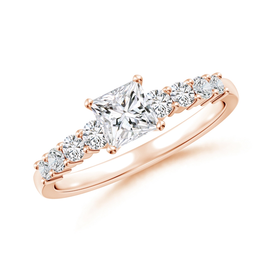 5mm HSI2 Solitaire Princess-Cut Diamond Graduated Engagement Ring in Rose Gold