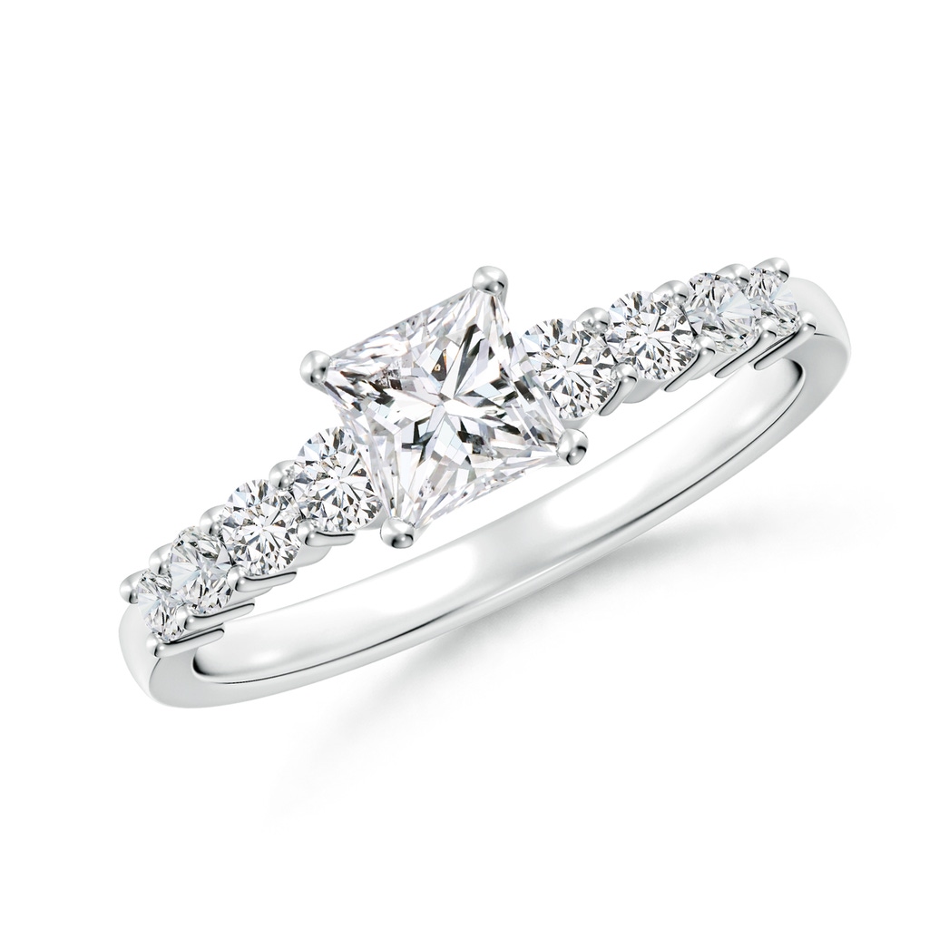 5mm HSI2 Solitaire Princess-Cut Diamond Graduated Engagement Ring in White Gold