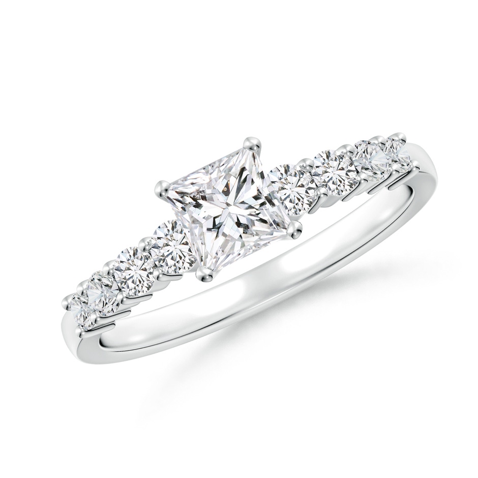 5mm HSI2 Solitaire Princess-Cut Diamond Graduated Engagement Ring in White Gold 