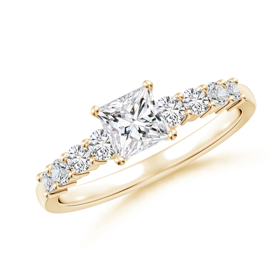 5mm HSI2 Solitaire Princess-Cut Diamond Graduated Engagement Ring in Yellow Gold 