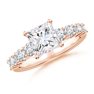 6.5mm GVS2 Solitaire Princess-Cut Diamond Graduated Engagement Ring in 18K Rose Gold