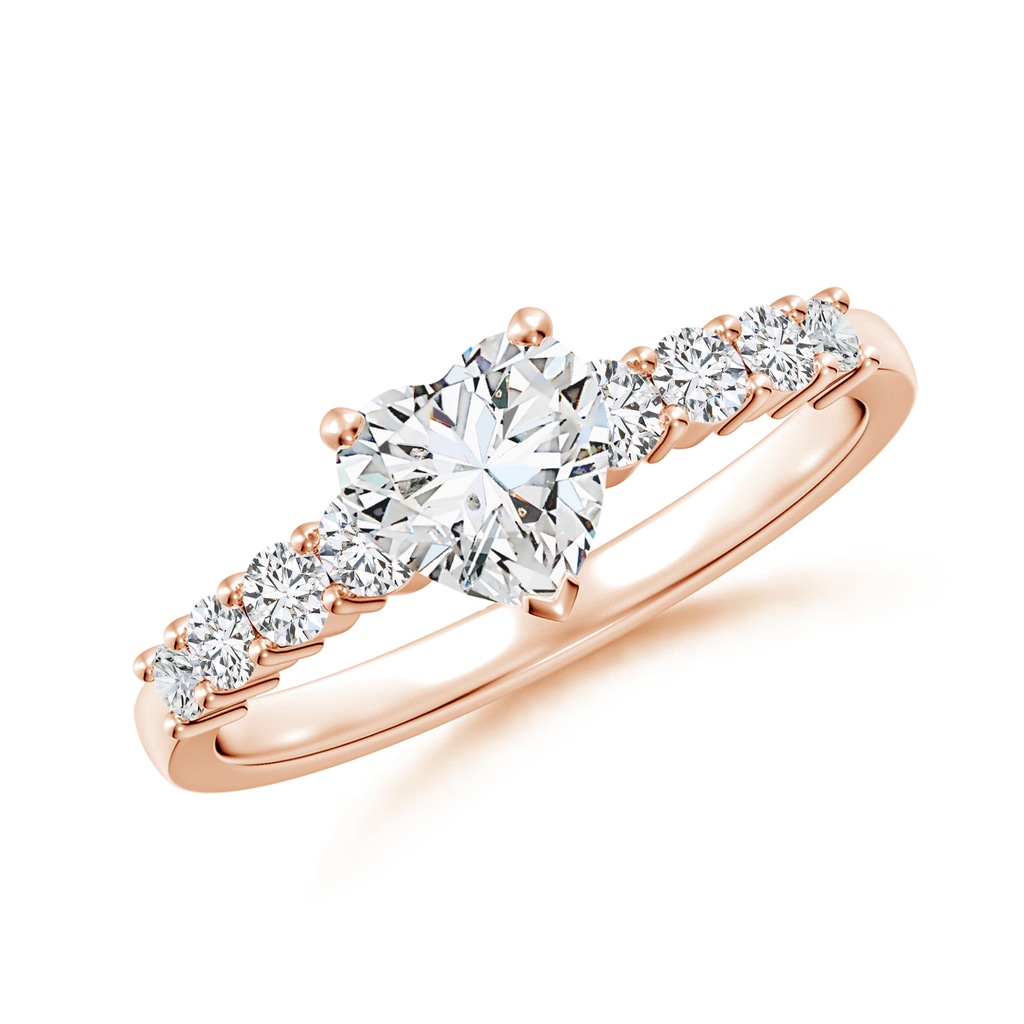 6mm HSI2 Solitaire Heart Diamond Graduated Engagement Ring in Rose Gold