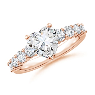 7.5mm GVS2 Solitaire Heart Diamond Graduated Engagement Ring in Rose Gold