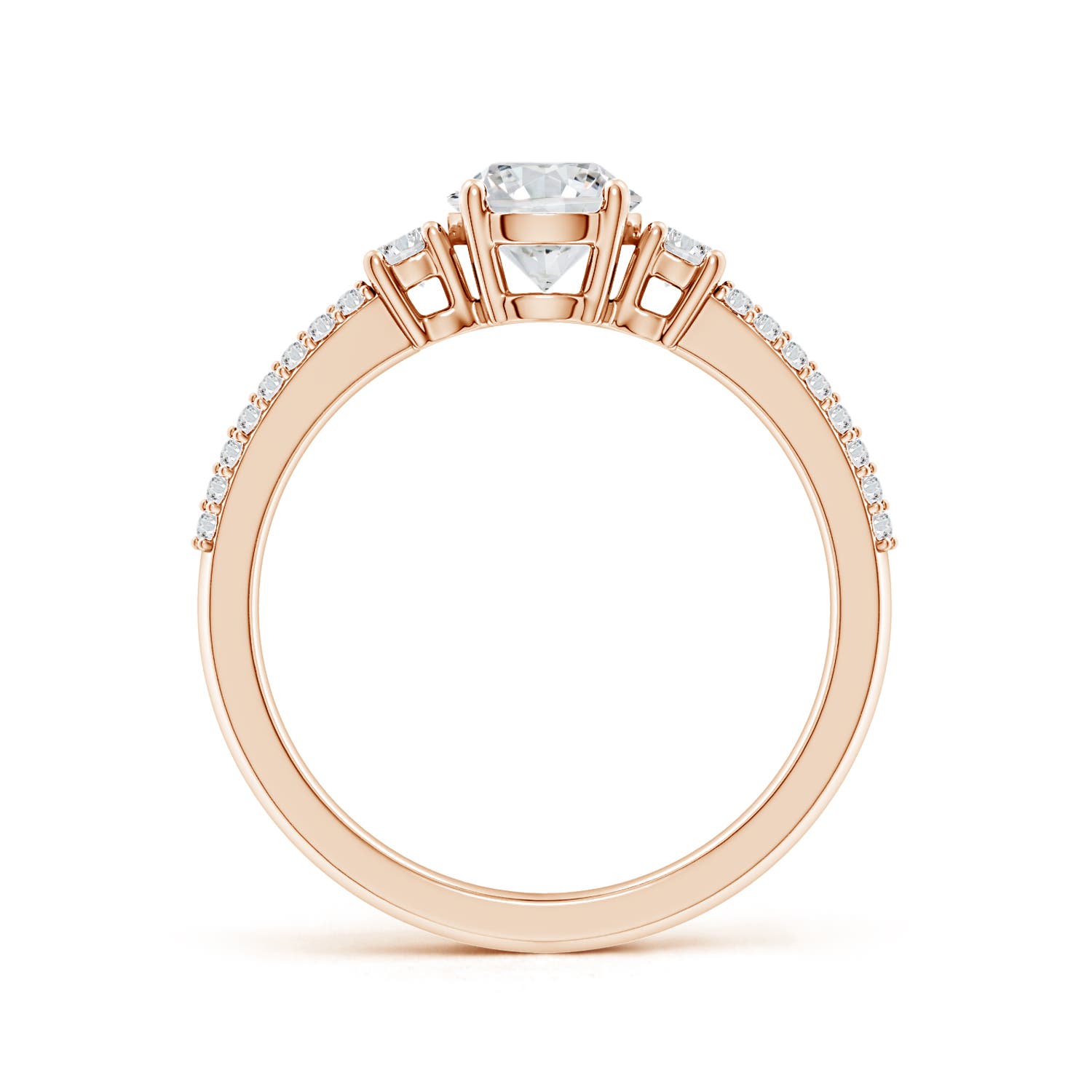 5.9mm HSI2 Round Diamond Side Stone Knife-Edge Shank Engagement Ring in 18K Rose Gold