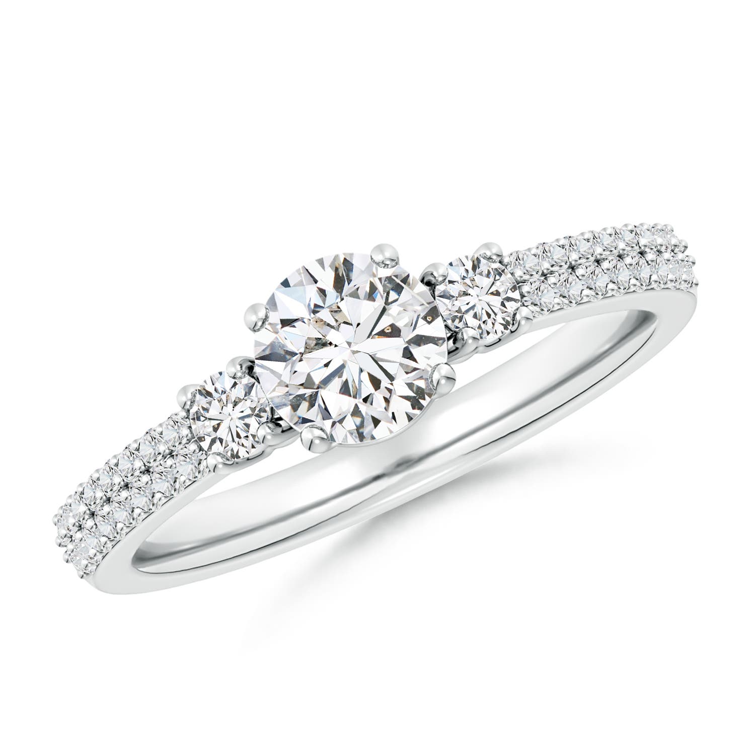 5.9mm HSI2 Round Diamond Side Stone Knife-Edge Shank Engagement Ring in 18CT White Gold