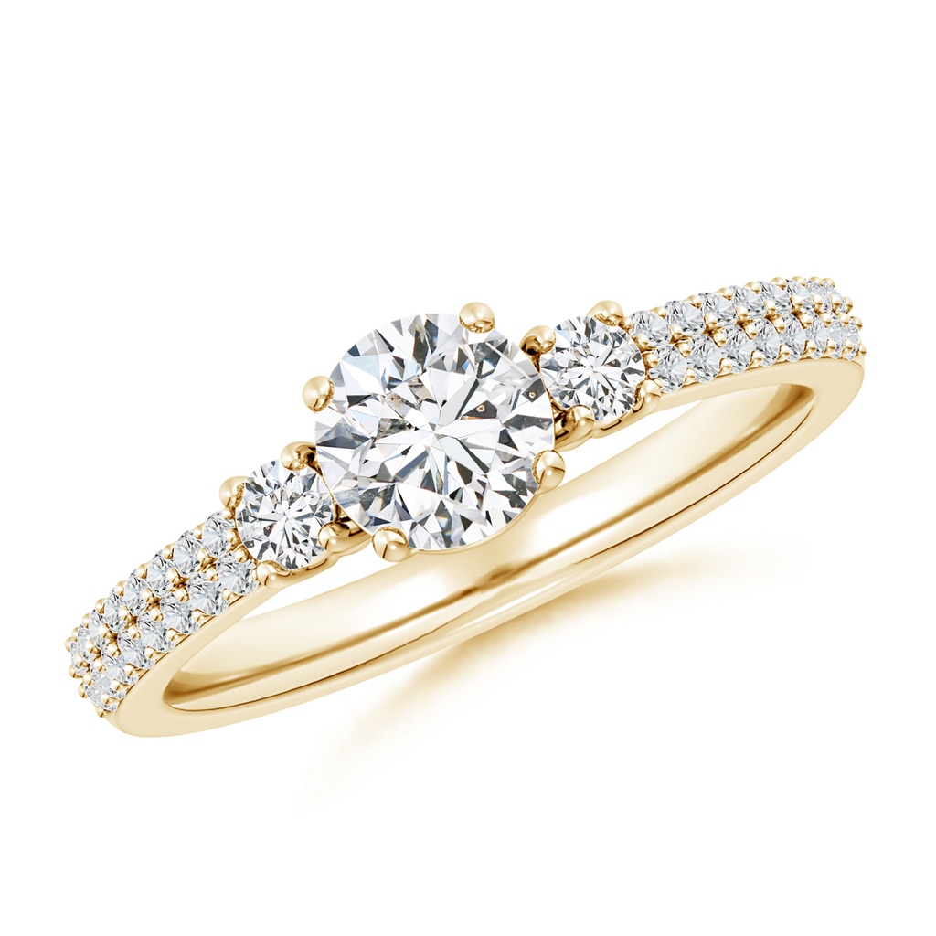 5.9mm HSI2 Round Diamond Side Stone Knife-Edge Shank Engagement Ring in Yellow Gold