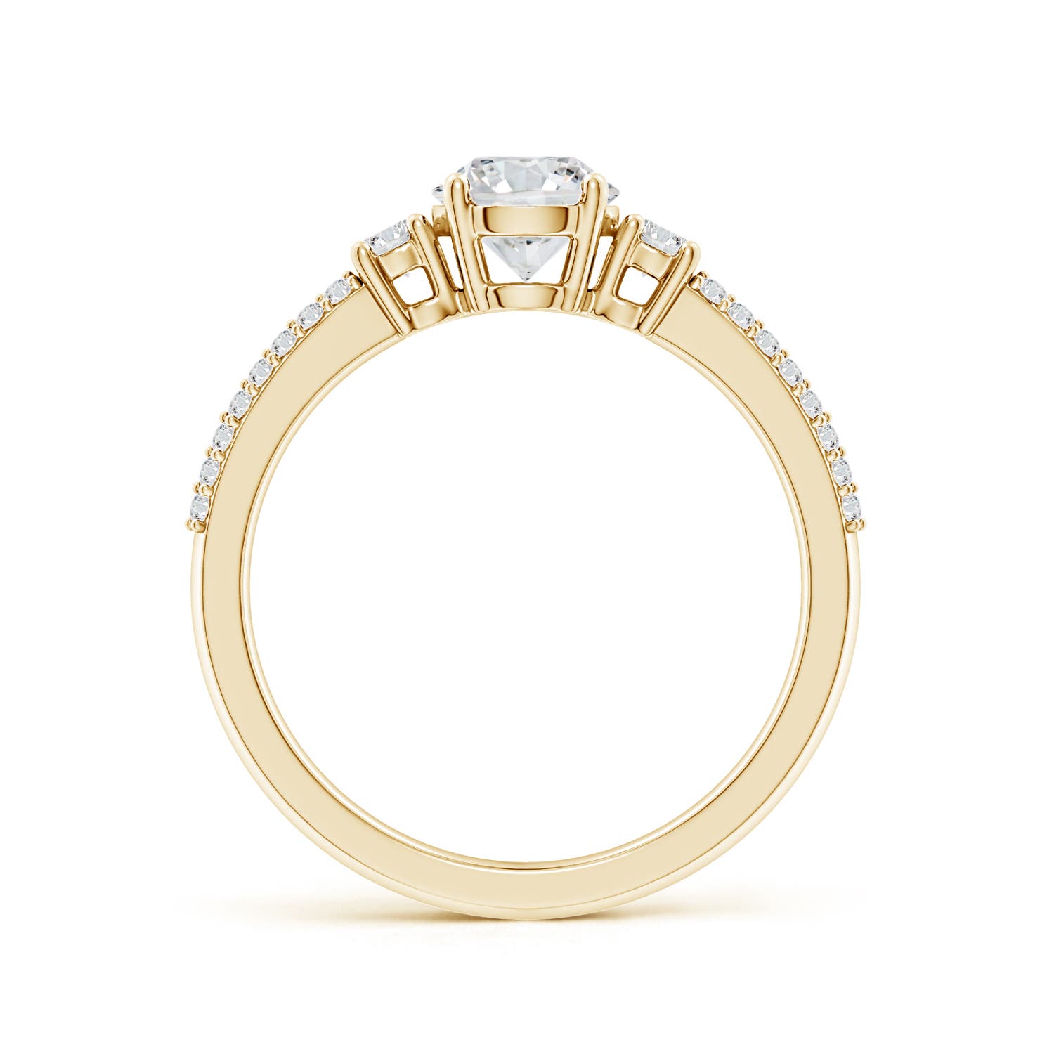 5.9mm HSI2 Round Diamond Side Stone Knife-Edge Shank Engagement Ring in Yellow Gold - side 2