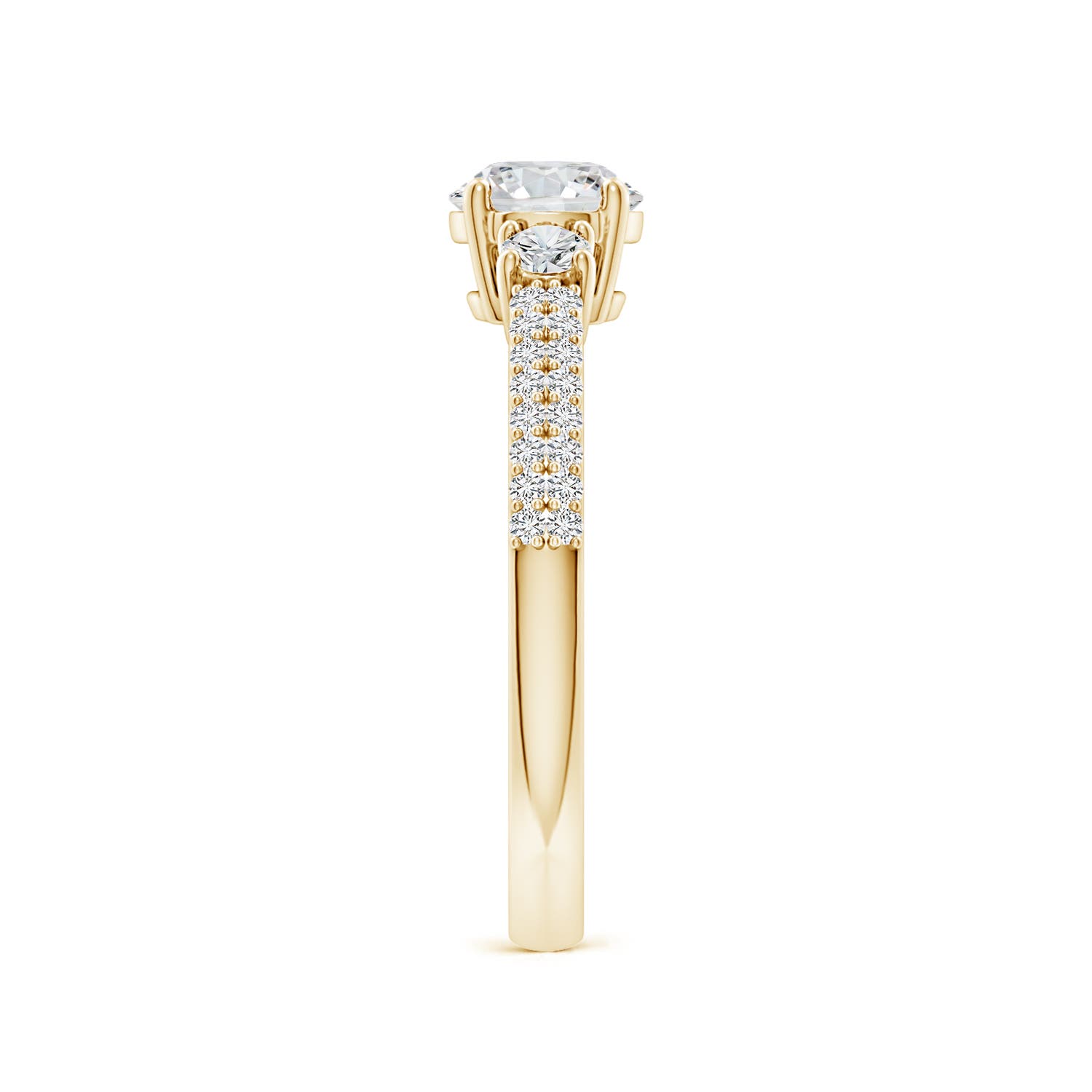5.9mm HSI2 Round Diamond Side Stone Knife-Edge Shank Engagement Ring in Yellow Gold - side 3