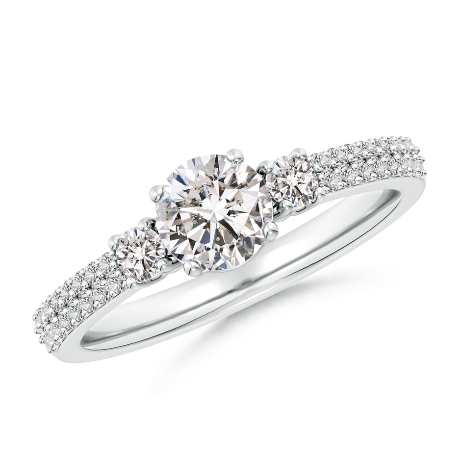 5.9mm IJI1I2 Round Diamond Side Stone Knife-Edge Shank Engagement Ring in P950 Platinum 